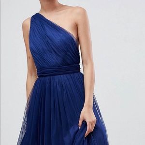 ASOS DESIGN premium tulle one shoulder maxi dress